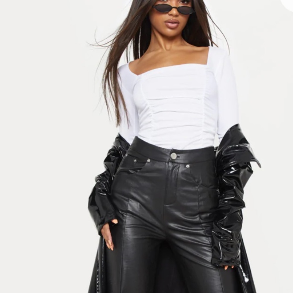 Pretty Little Thing ruched long sleeve bodysuit